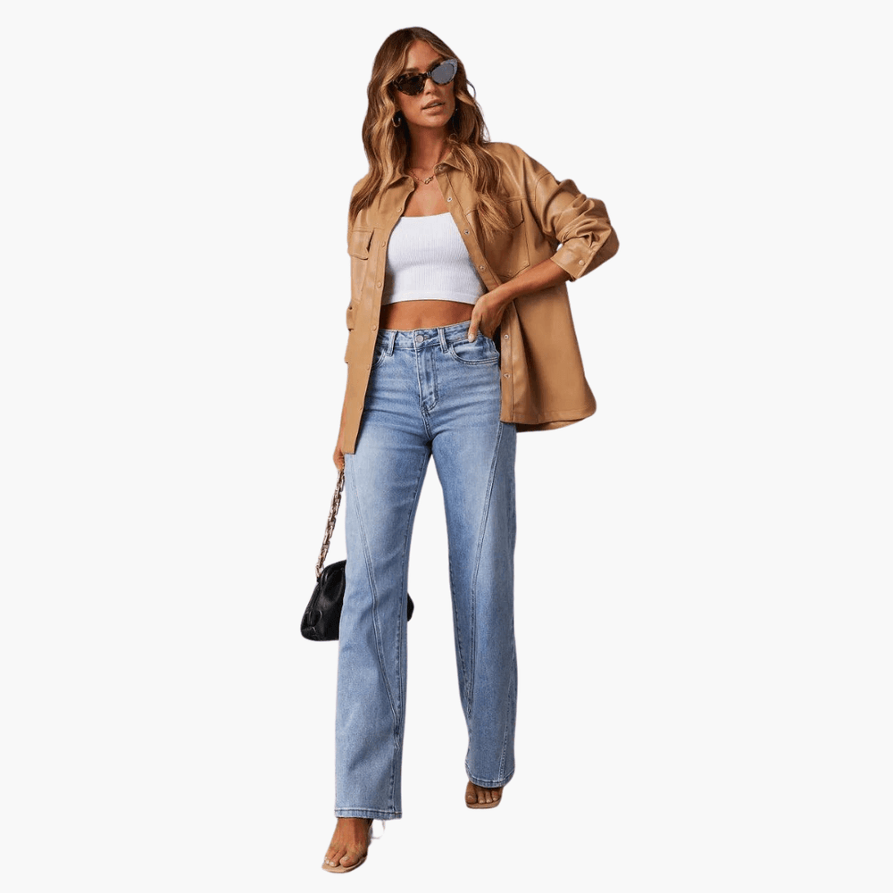 High waist flare jeans for women - vintage wide leg style