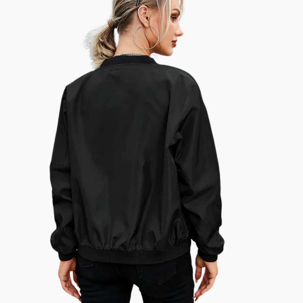 Casual Women’s Bomber Jacket - Long Sleeves with Zipper