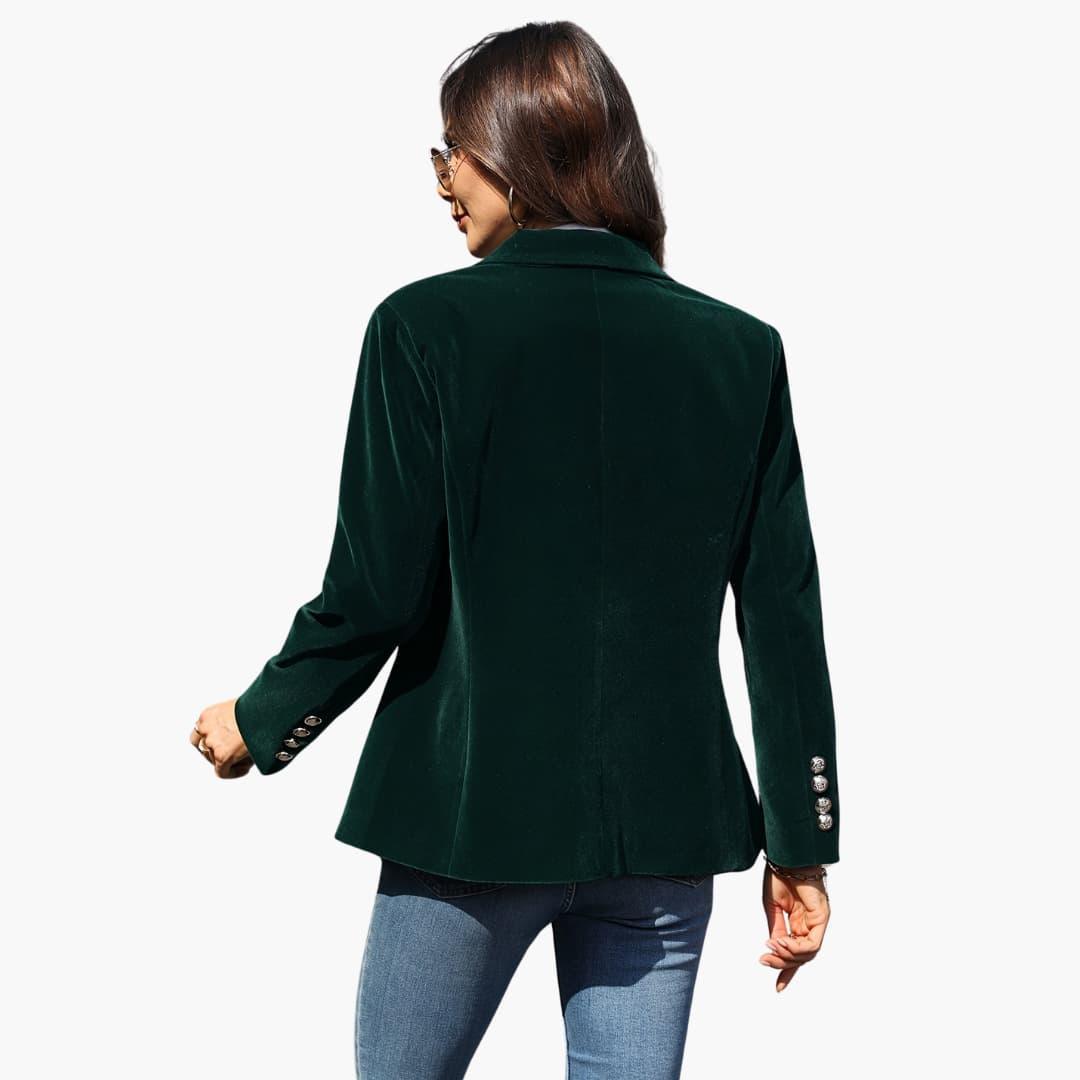 Velvet Blazer - Tailored Fit Women's Single Button Jacket