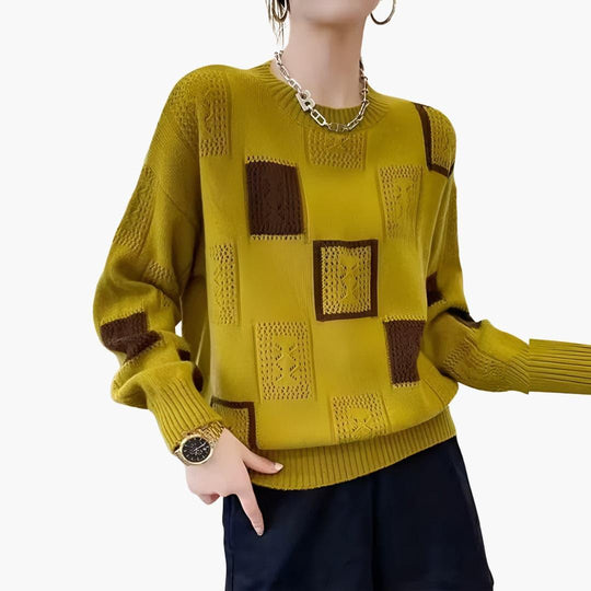 Patchwork Knit Sweater – Women's Colour Block Jumper