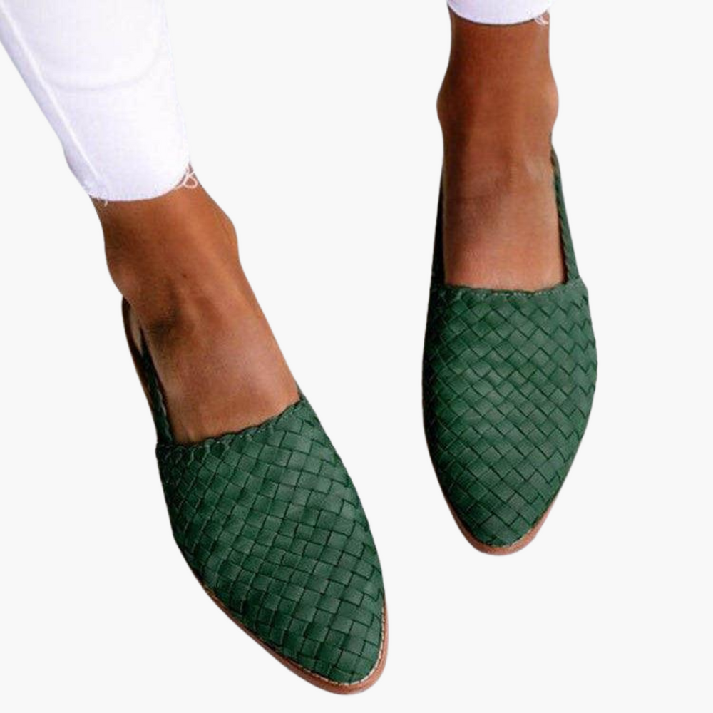 Braided Leather Slingbacks for Women - Flat Summer Shoes - IsabellaMae