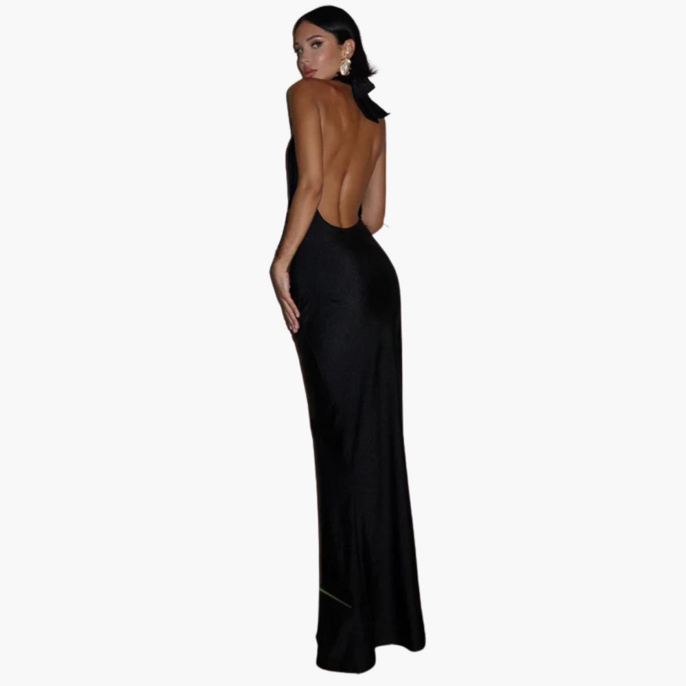 Halter Neck Evening Dress for Women - Elegant Maxi Style