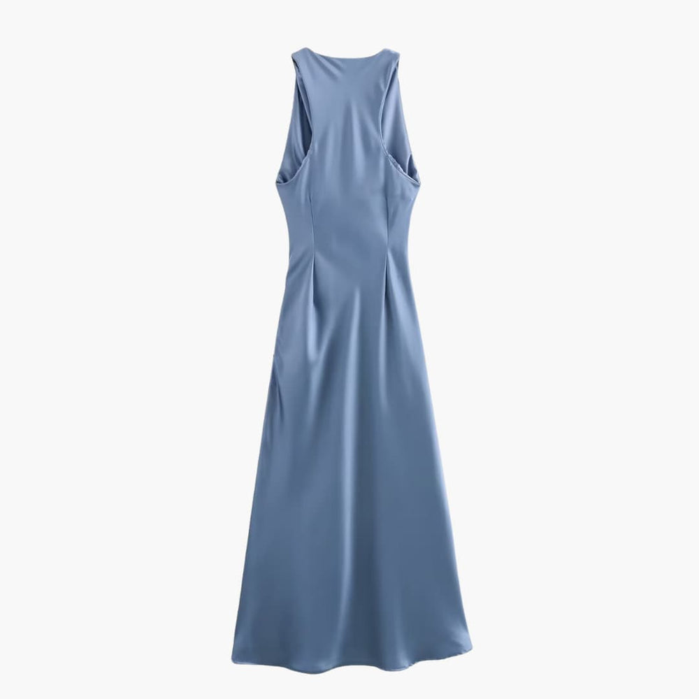 Cowl Neck Midi Dress for Women - Ruched Waist Party Style