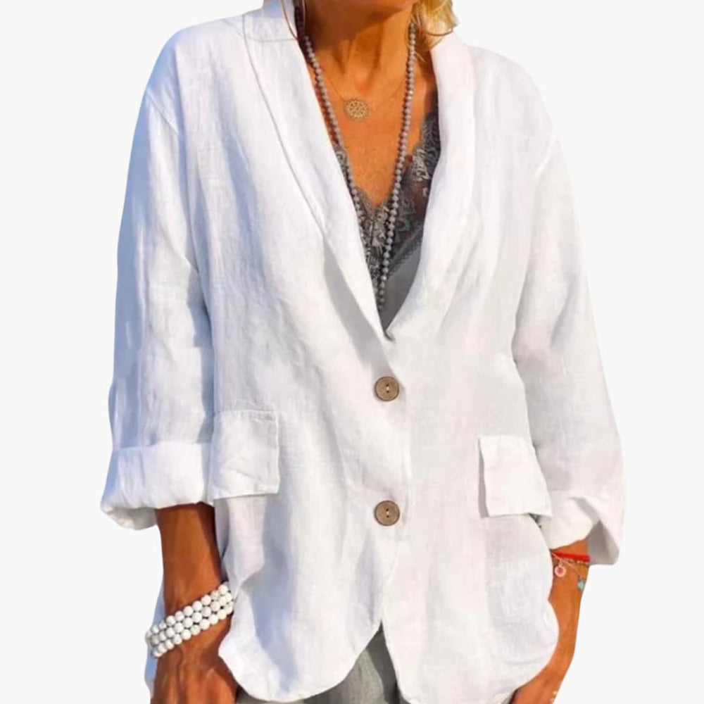 Women’s lightweight jacket with roll-up sleeves and button front