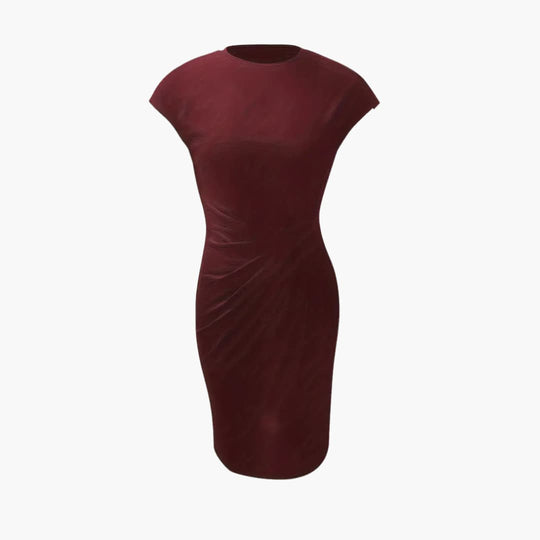 Women's knee-length crew neck dress with short sleeves