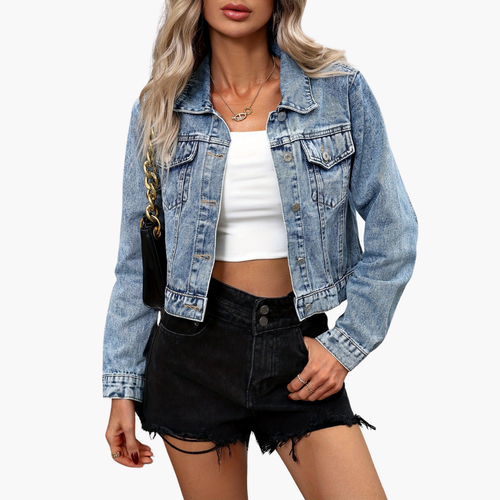Fitted Denim Jacket for Women – Tailored Cotton Blend Style