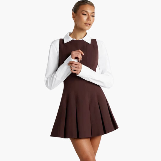 Backless Pleated Mini Dress for Women - Elegant Sleeveless