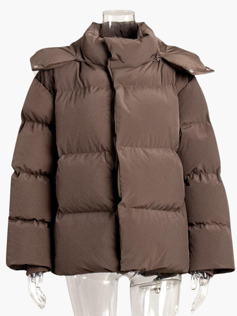 Oversized Puffer Jacket with Hood - Women's Winter Warmth
