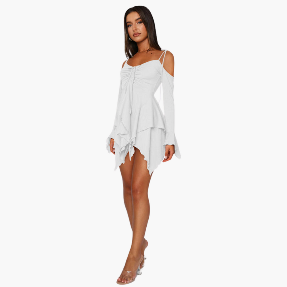 Off-the-Shoulder Layered Mini Dress for Women - Trendy Summer Style