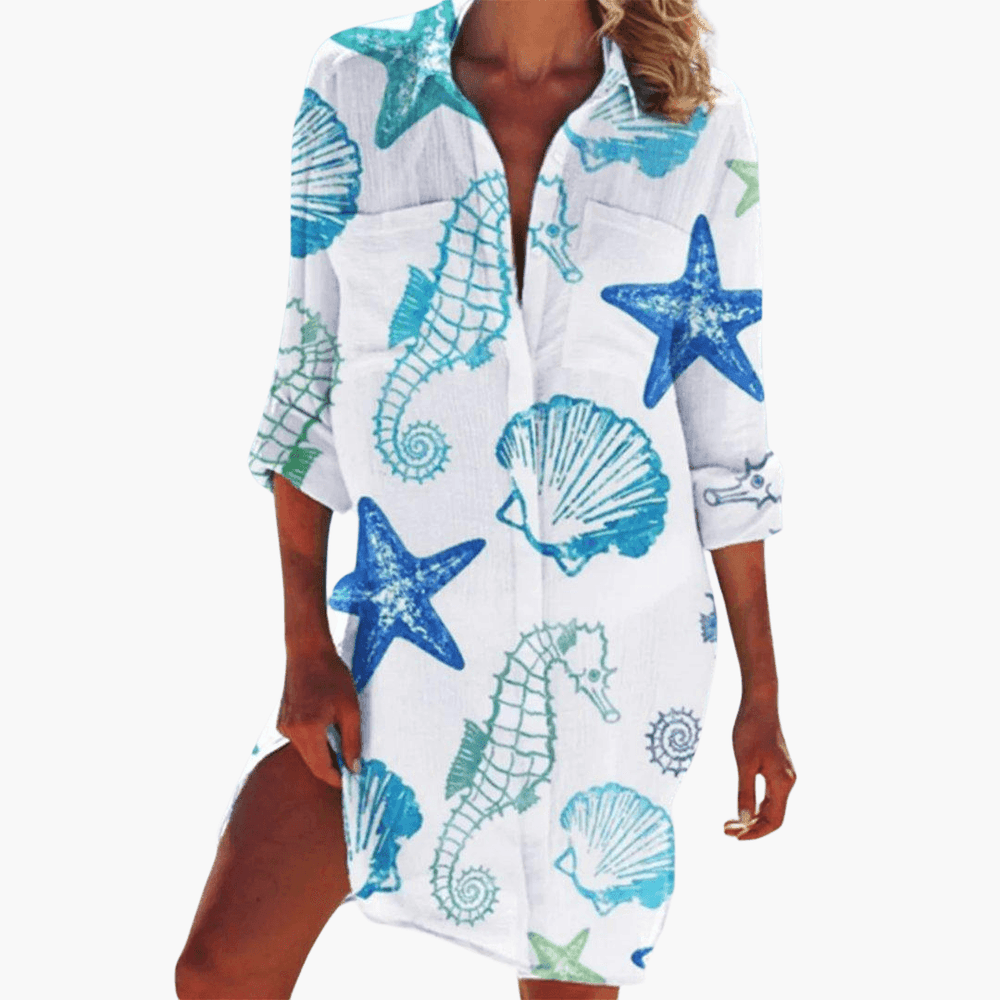 Floral Shirt Dress - Casual A-Line Button-Down for Women