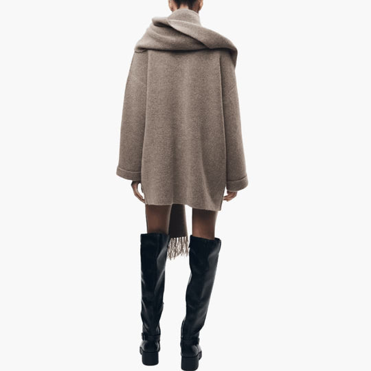 Button-Up Cardigan for Women – Cozy Knit with Matching Scarf - IsabellaMae