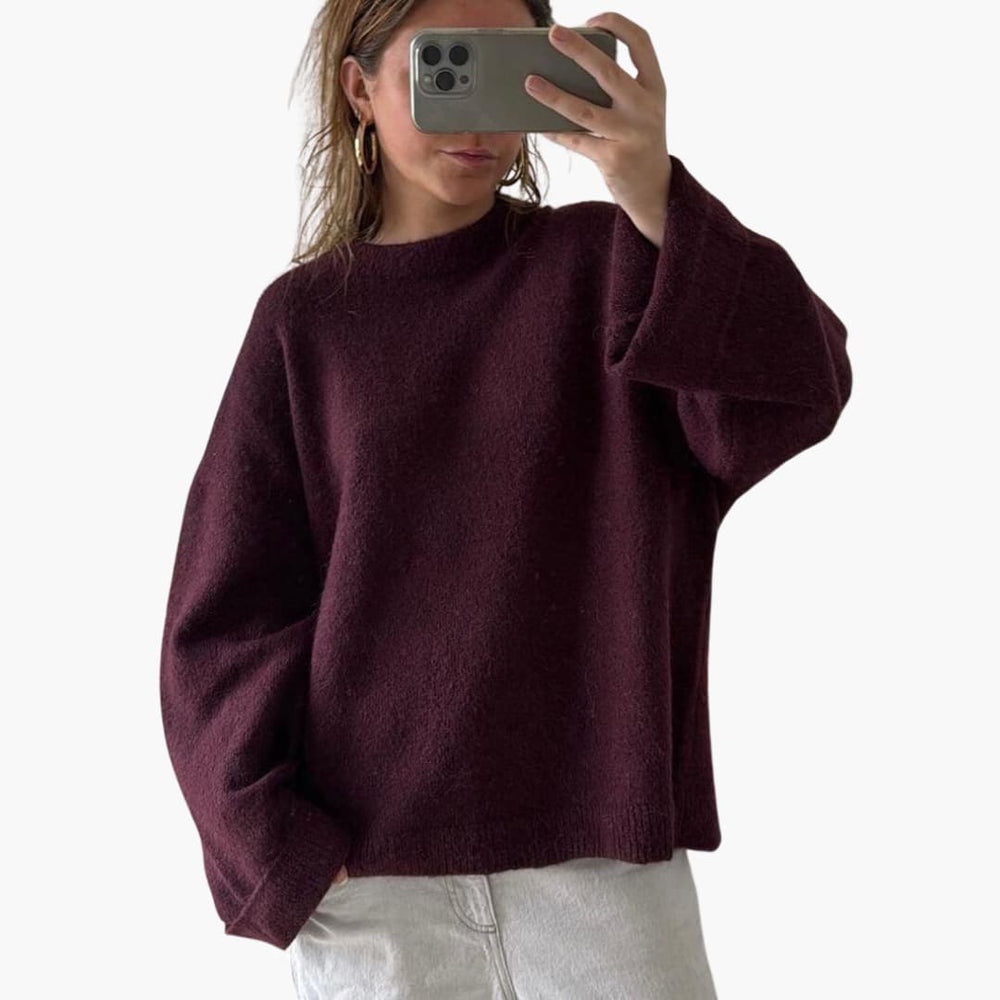 Burgundy Knit Sweater for Women - Cozy & Stylish Comfort - IsabellaMae