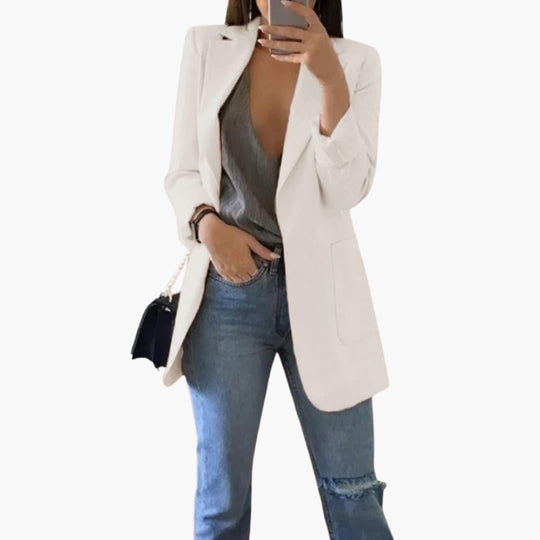 Elegant Longline Blazer – Women's Tailored Office Jacket
