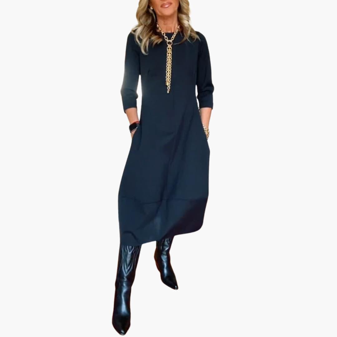 Comfortable Round Neck Dress - Flattering Fit for Women