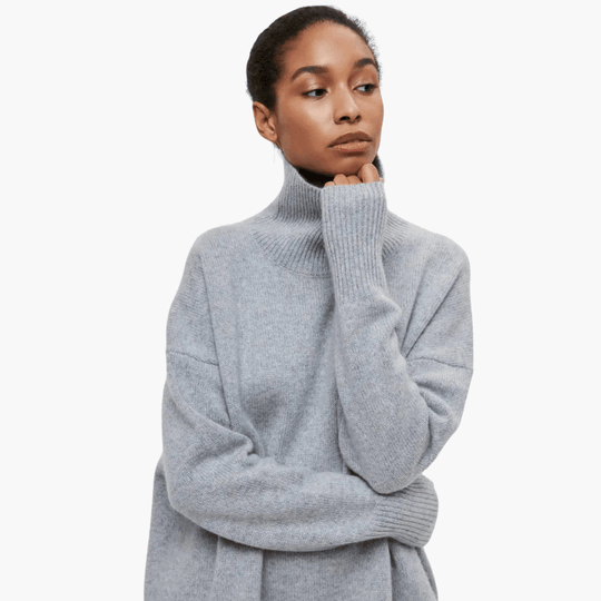 Slim Fit Turtleneck Jumper for Women - Ribbed Knit Style