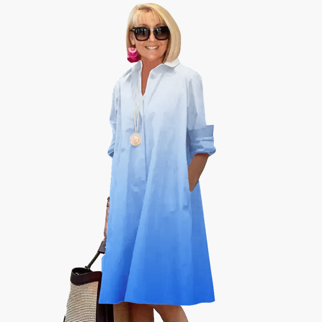 Women’s boho midi dress with long sleeves and side pockets