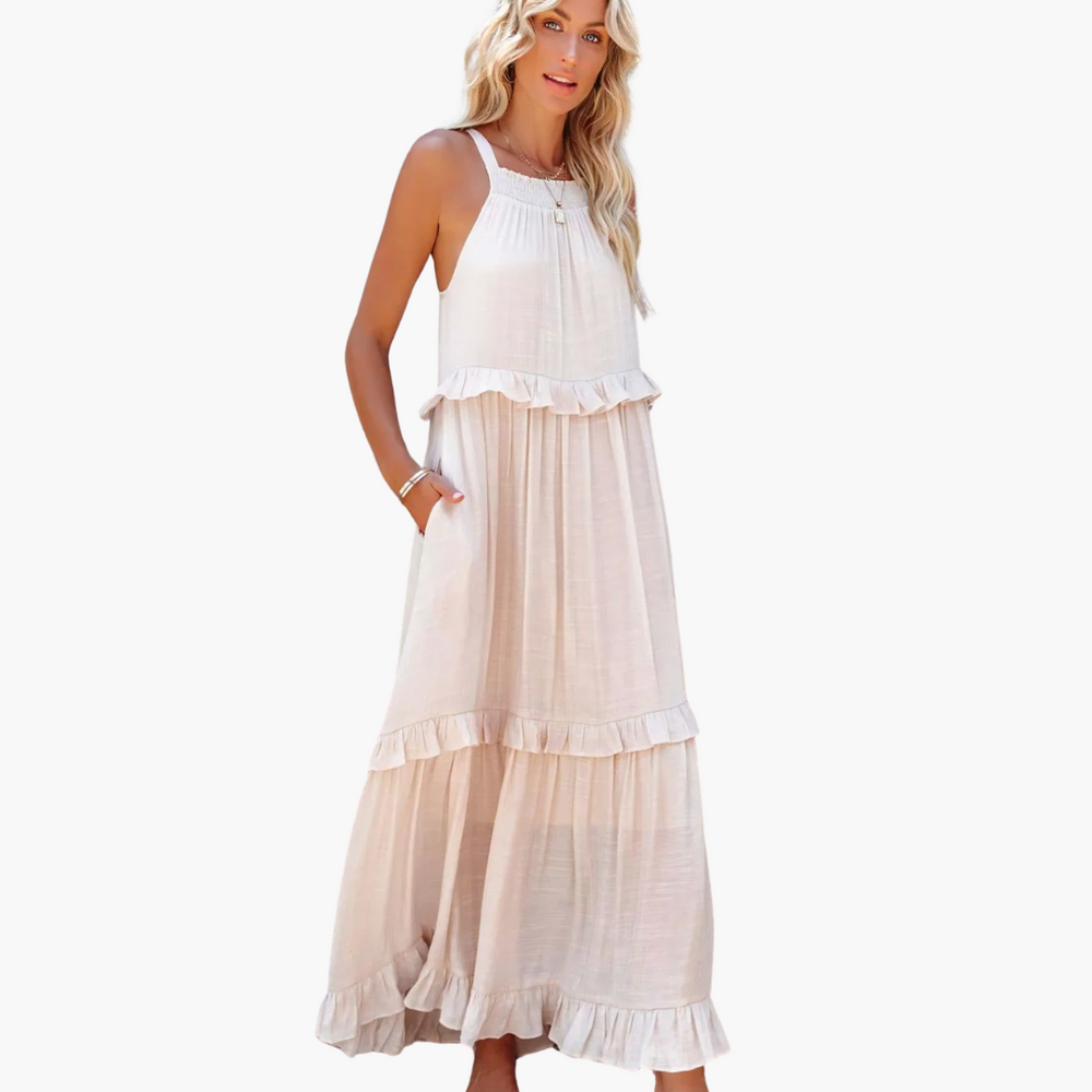 Ruffle Breeze Maxi Dress - Women's Flowy Summer Outfit
