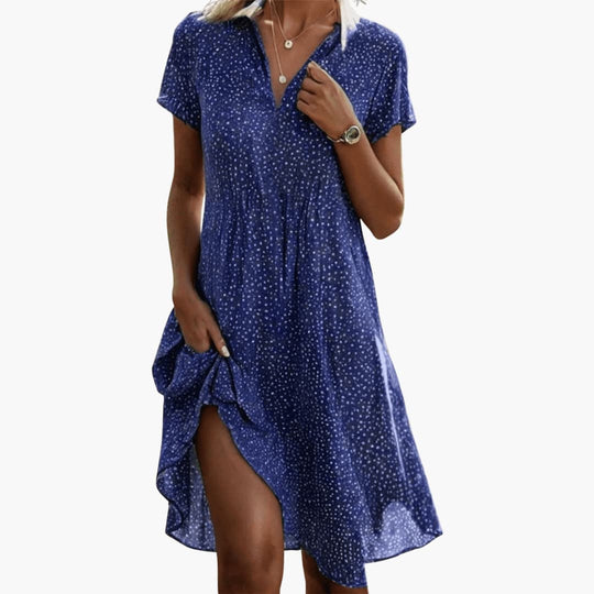 Women’s boho midi dress with pockets and short sleeves