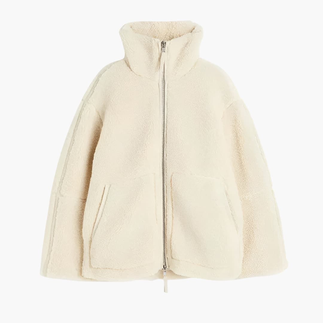 Women's zip-up fleece jacket with high collar for winter