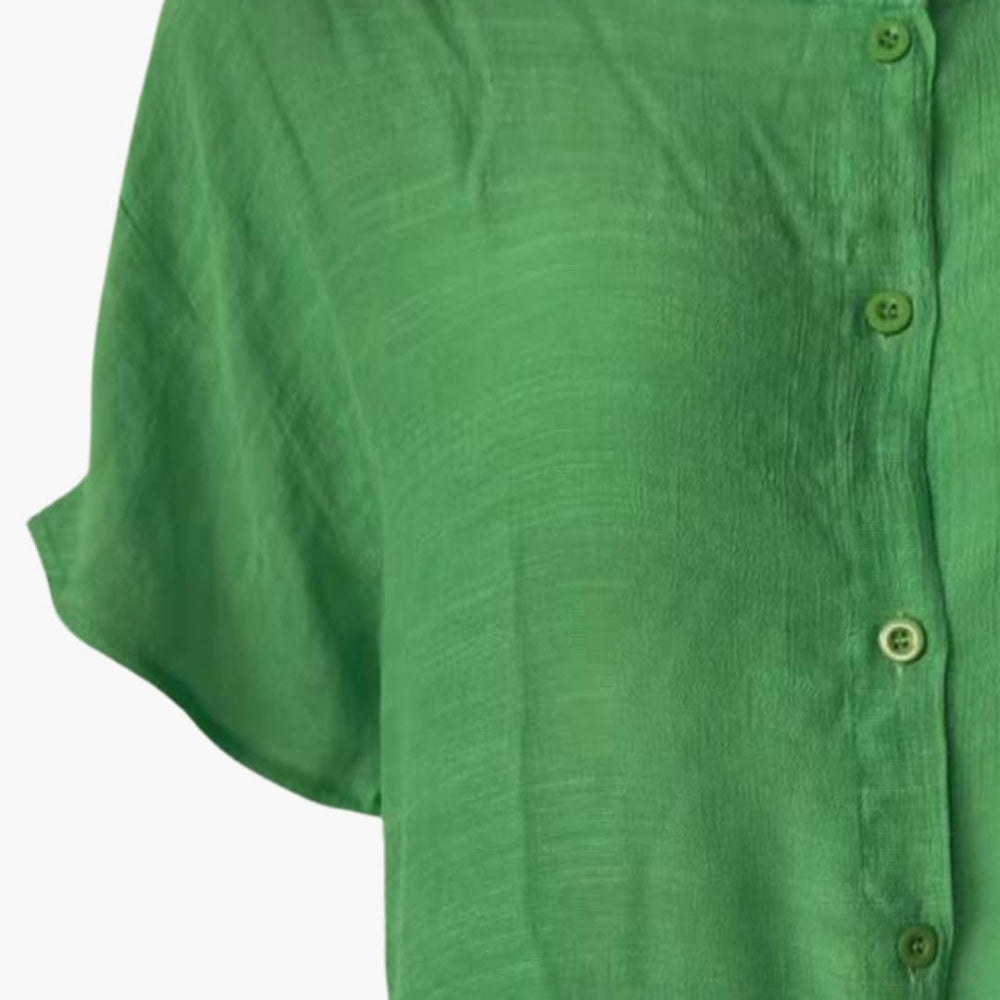 Knee-Length Button-Down Casual Dress for Women - Relaxed Fit