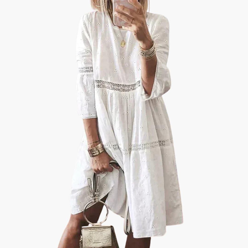 Loose Linen Knitted Dress with Pockets for Women - Casual Fit