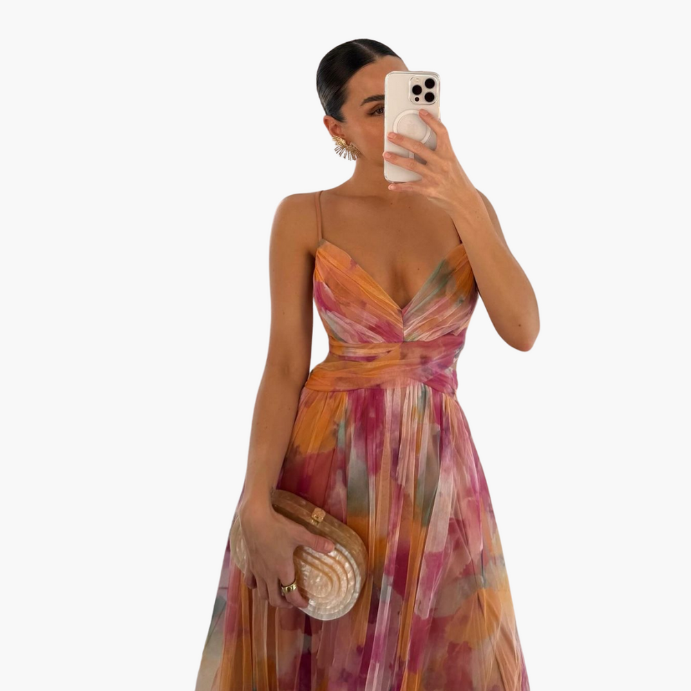 Glamorous Floral Pattern Maxi Dress for Women - Elegant Style