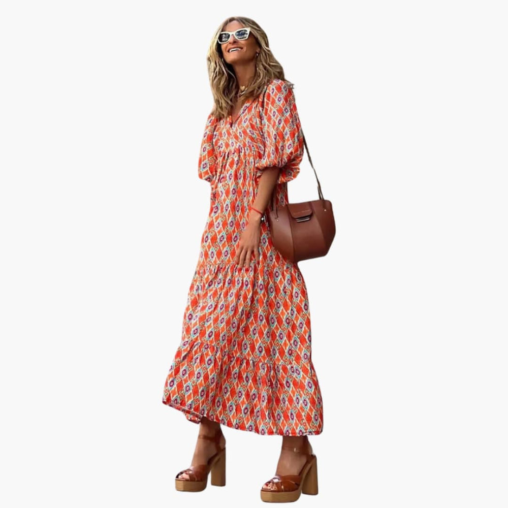 Boho Floral Wrap Maxi Dress - Women's Summer Festival Style