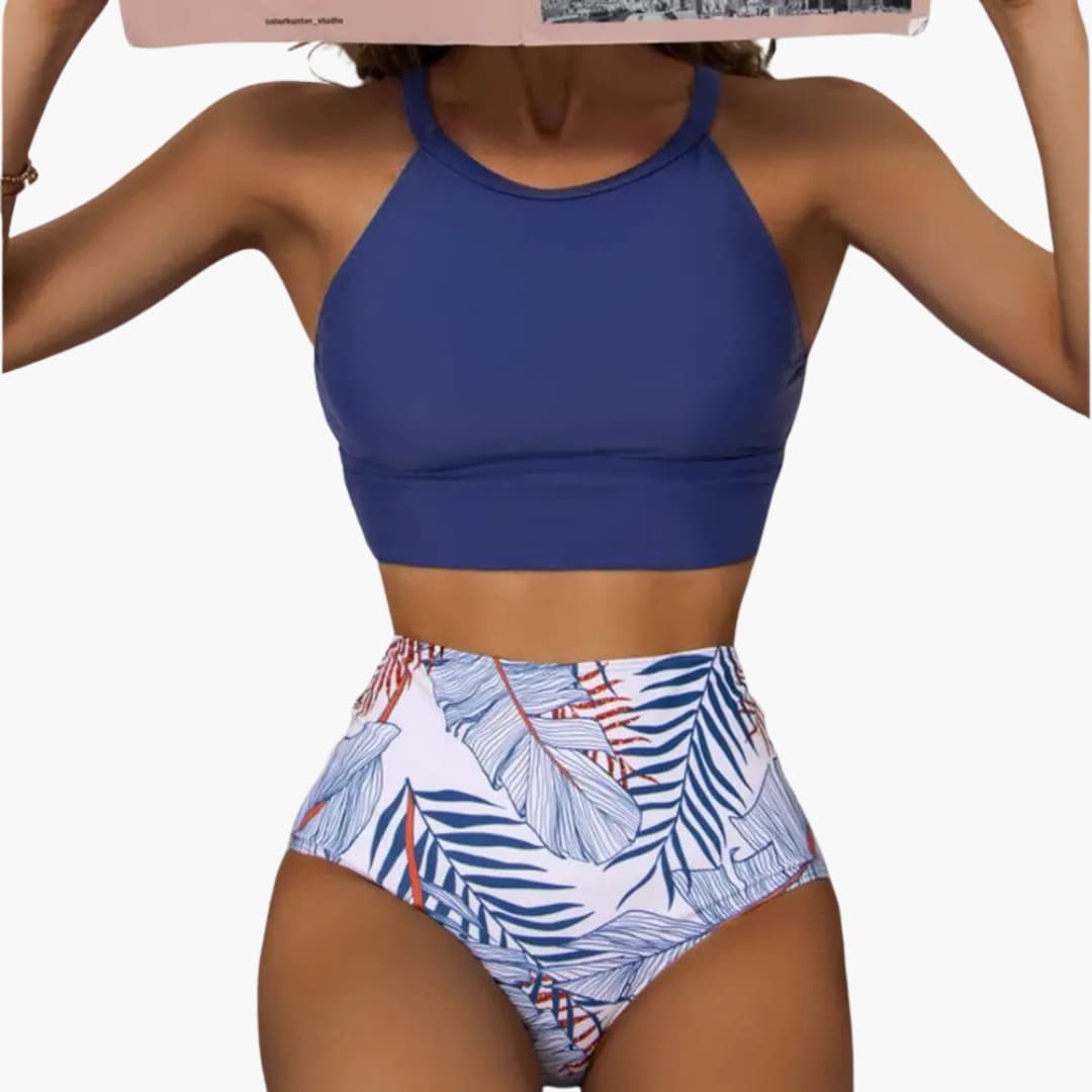 Floral High-Waisted Bikini - Women's Two-Piece Swimwear