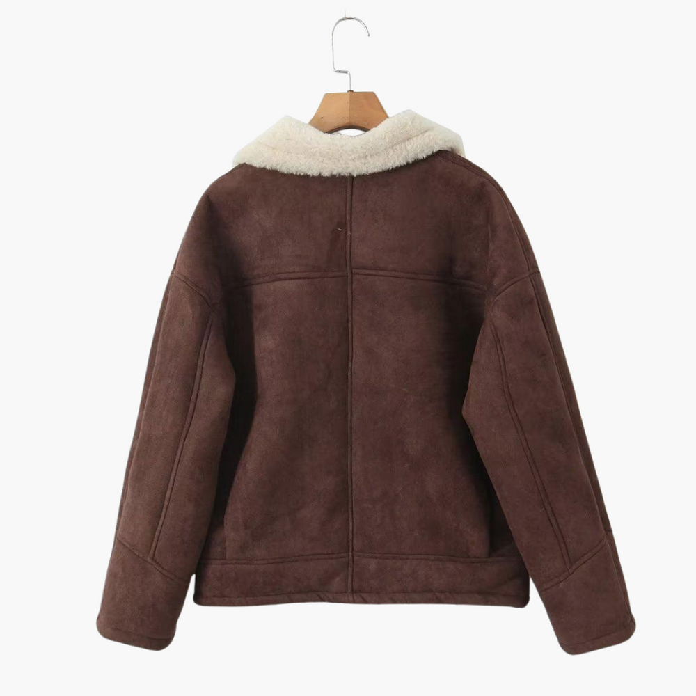 Vintage Faux Shearling Jacket - Women's Oversized Winter Coat