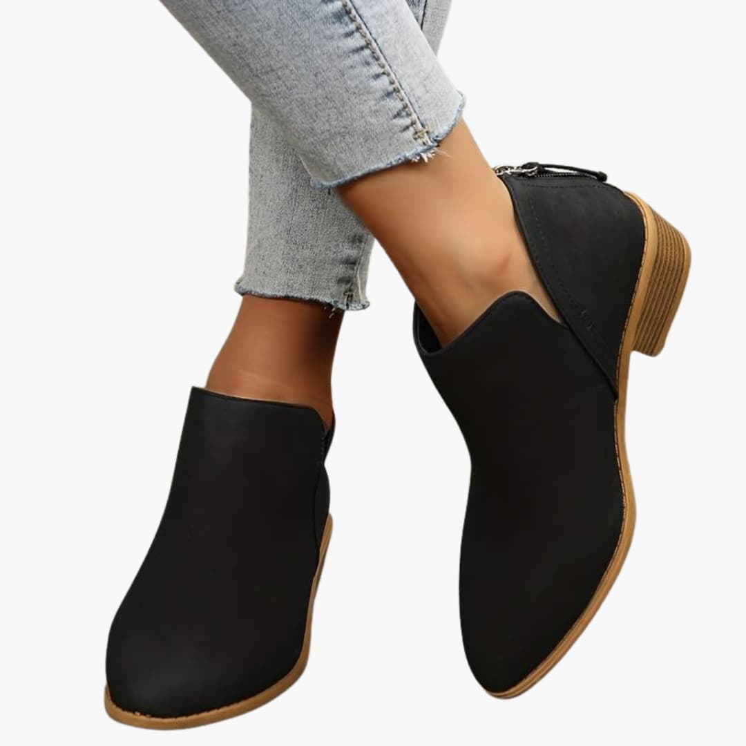 Women’s ankle boots with pointed toe and block heel