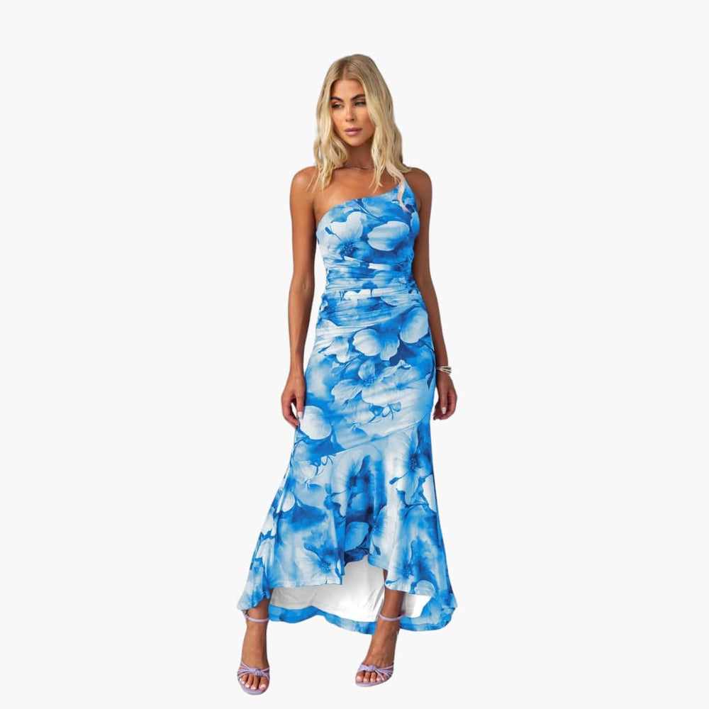 One-Shoulder Floral Midi Dress - Women's Summer Occasionwear