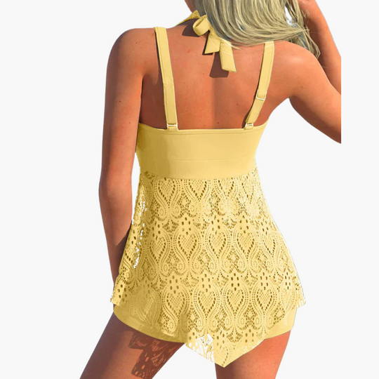 Backless Tankini Set - Women's Stylish Two-Piece Swimwear