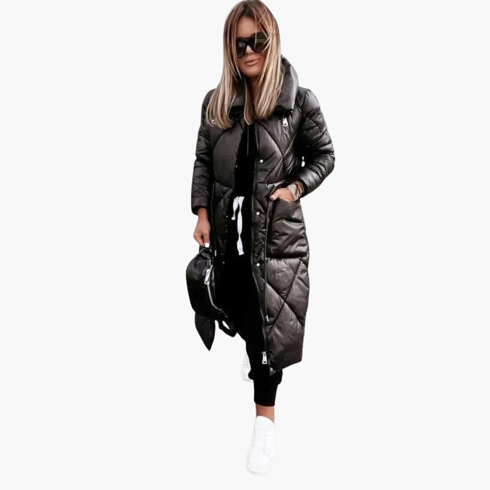 Puffer Coat - Women's Long Quilted Down Jacket for Winter
