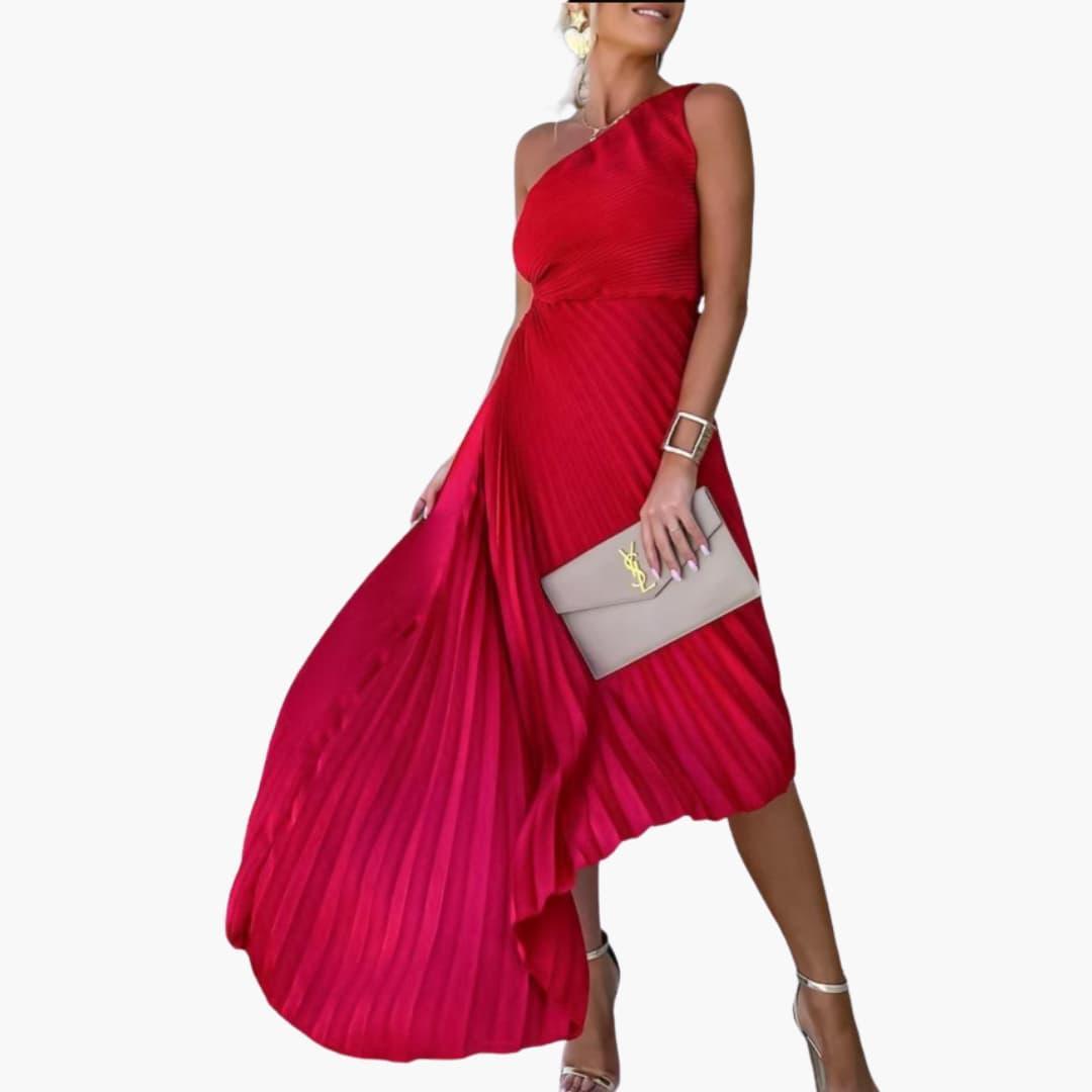 One Shoulder Asymmetrical Cocktail Dress - Elegant for Women