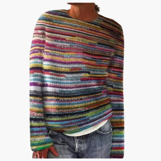 Colorful Knit Sweater for Women - Retro Style & Cozy Fit