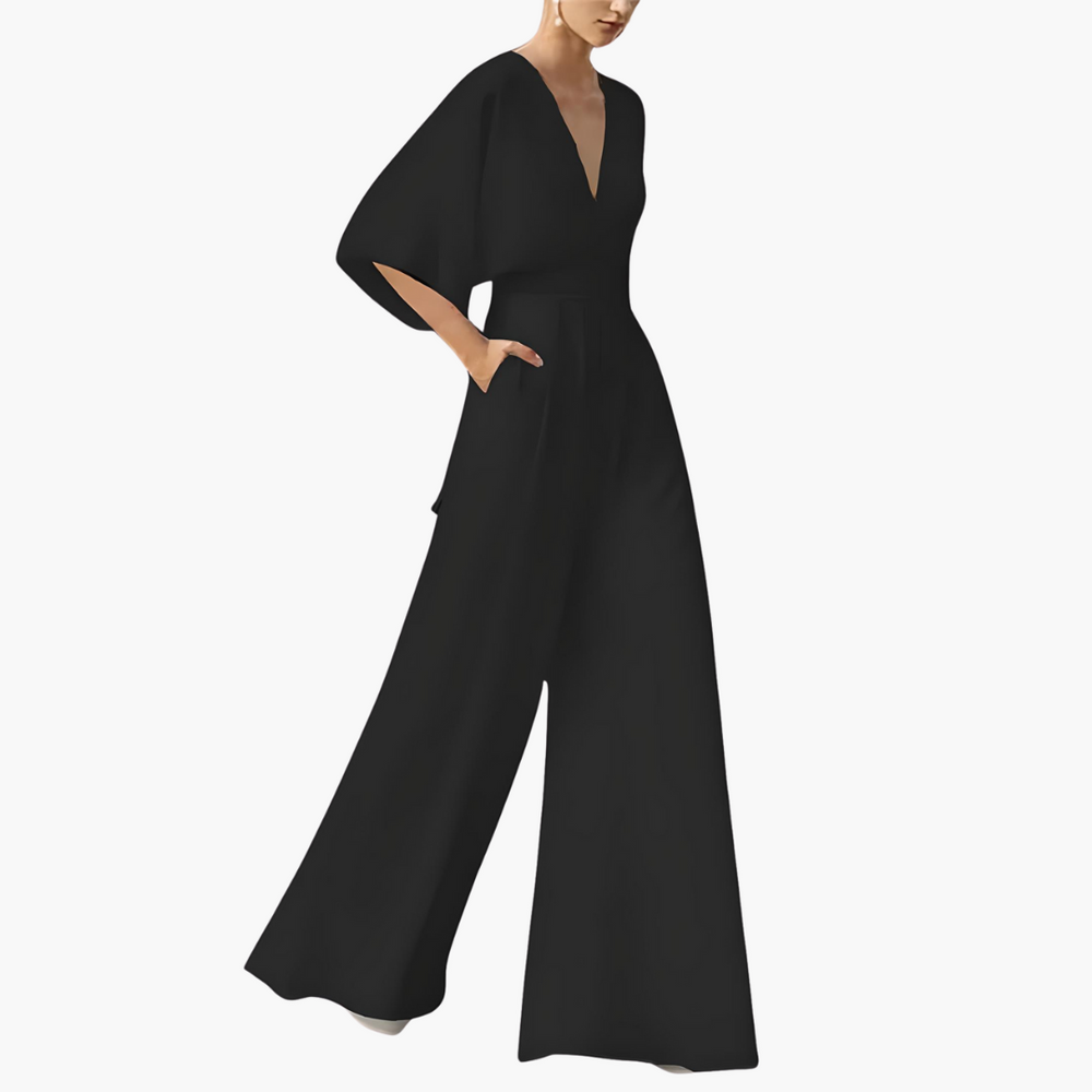 Women’s all-season jumpsuit with wide legs and batwing sleeves