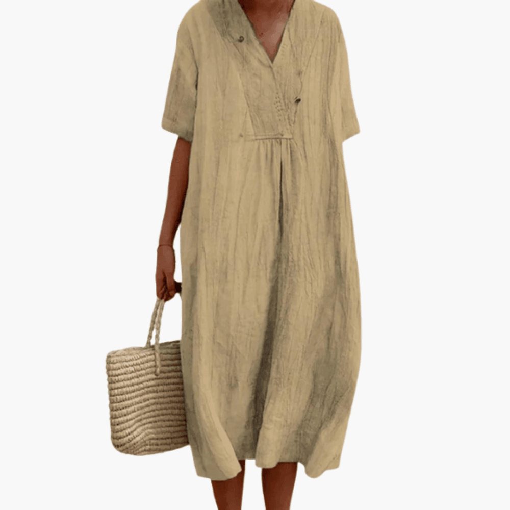 Flowy Short Sleeve Midi Dress - Lightweight for Women