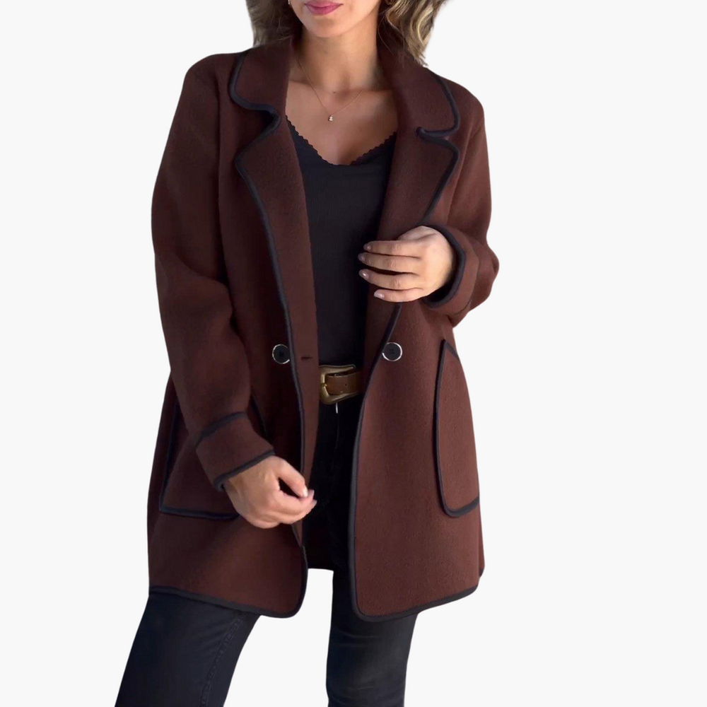Chic Lapel Winter Coat - Women's Double-Breasted Outerwear