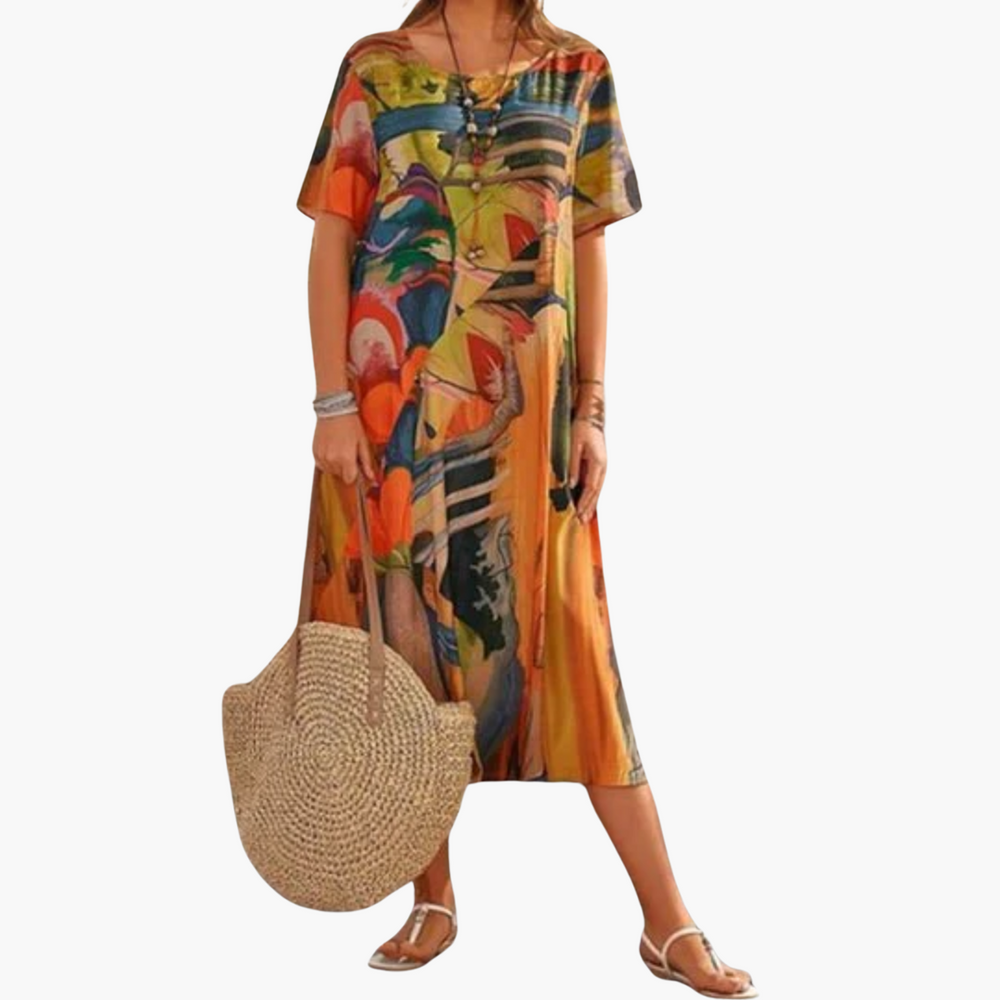 Floral Print Midi Dress – Women's Lightweight Summer Style