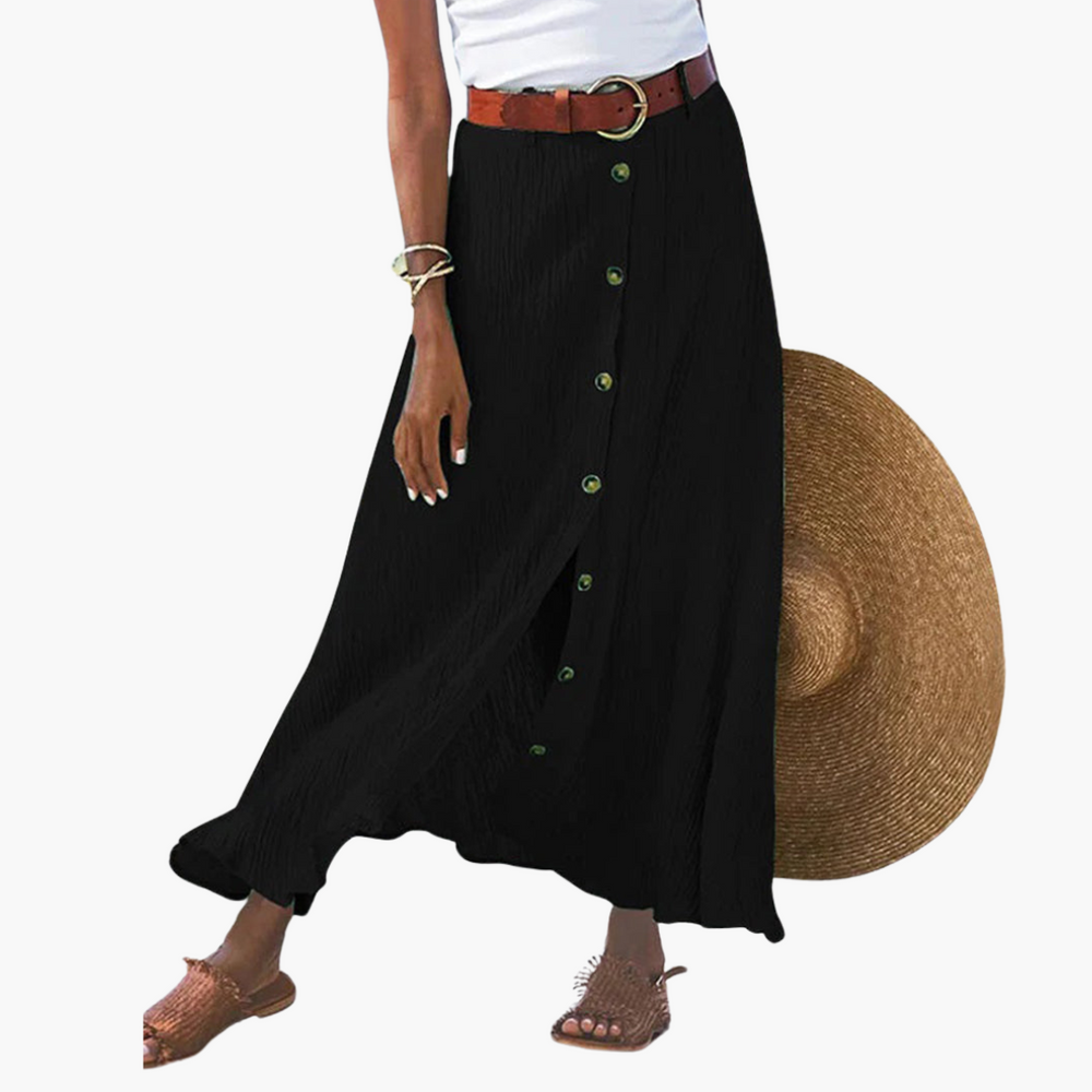 Button-Front Maxi Skirt - Women's Summer Holiday Essential