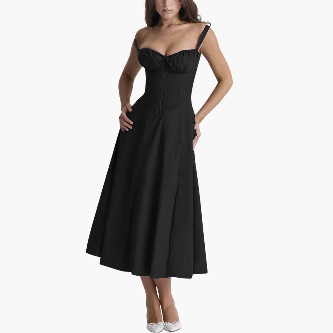 Lace-Up Corset Mini Dress - Square Neck Bodycon for Women