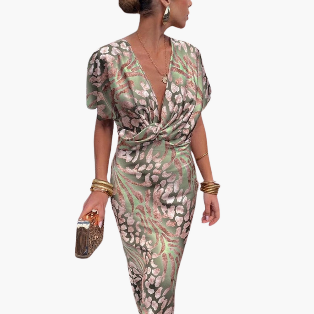 Elegant Silk Dress for Women - Stylish Wrap V-neck Design