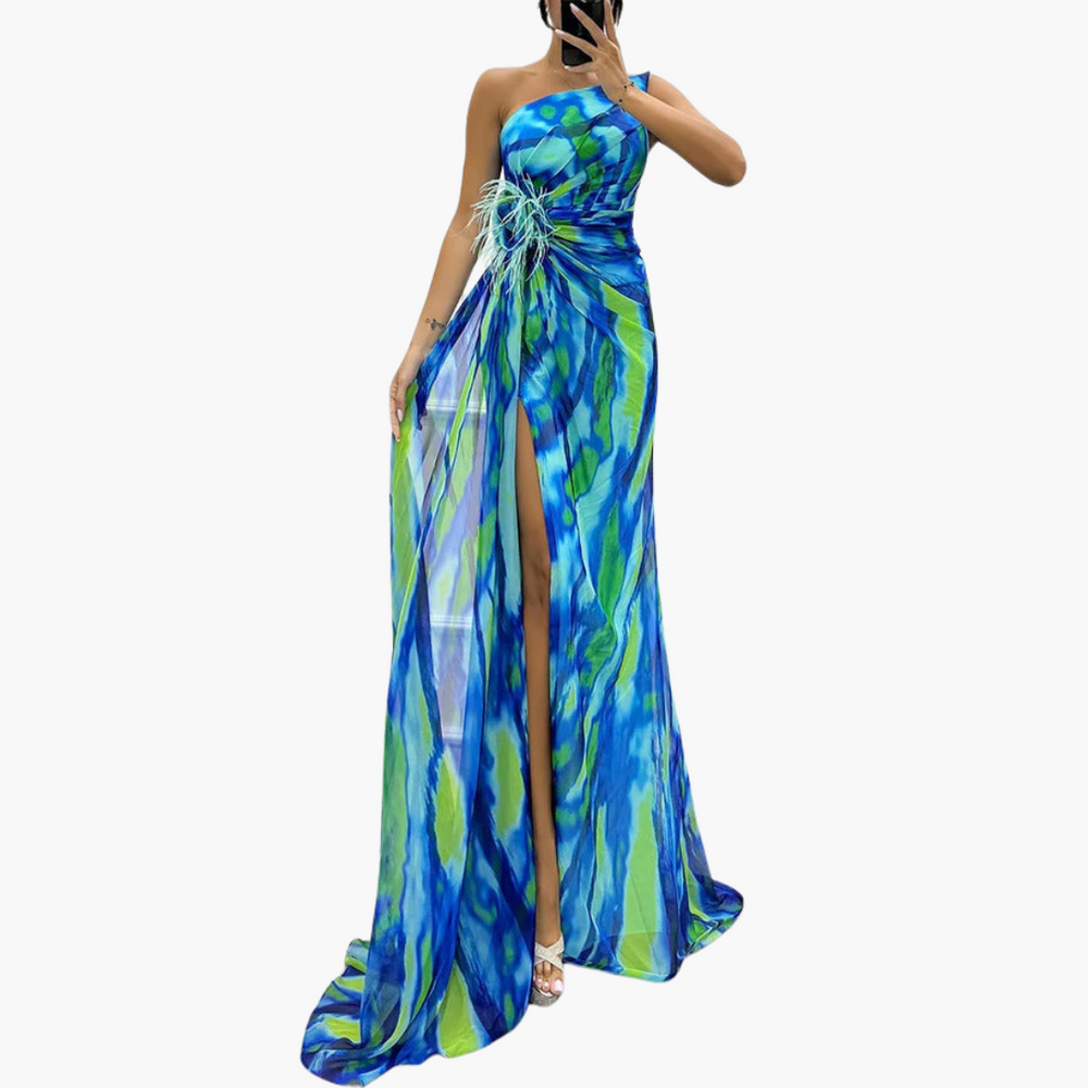 Vibrant One-Shoulder Maxi Dress for Women - Perfect for Events