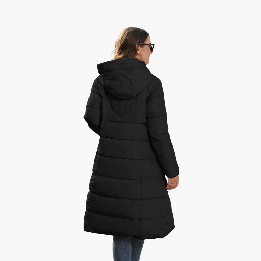 Long Hooded Puffer Coat for Women – Warm & Stylish Winter Jacket