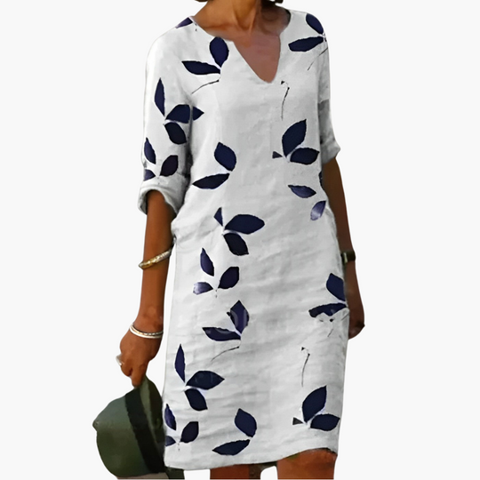 Leaf Print Summer Dress - Women's Tropical Holiday Style