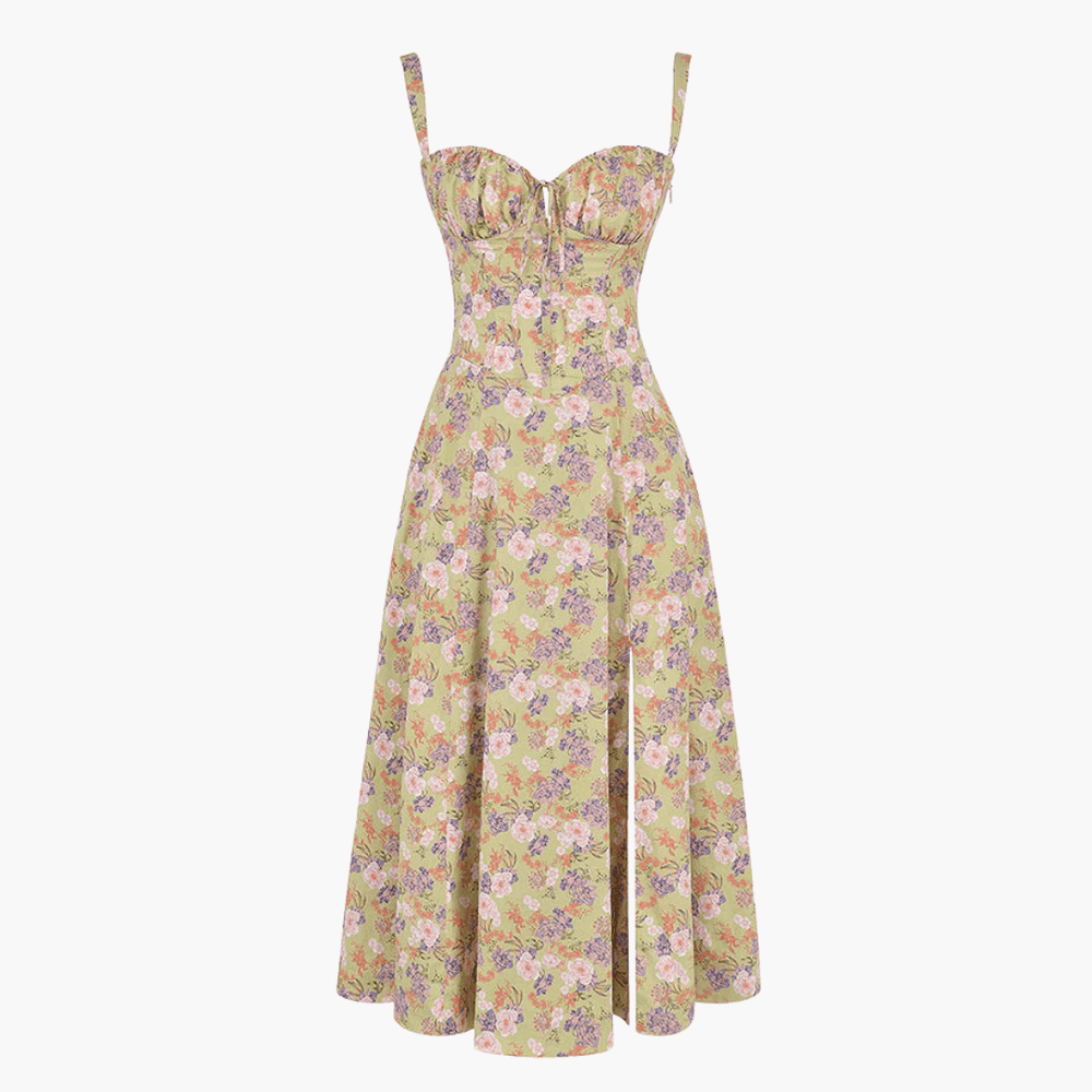 Floral Midi Dress - Elegant Sleeveless Dress for Women