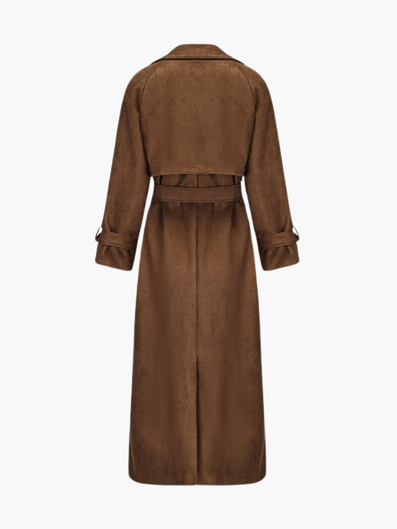 Elegant Double-Breasted Trench Coat - Women's Belted Outerwear
