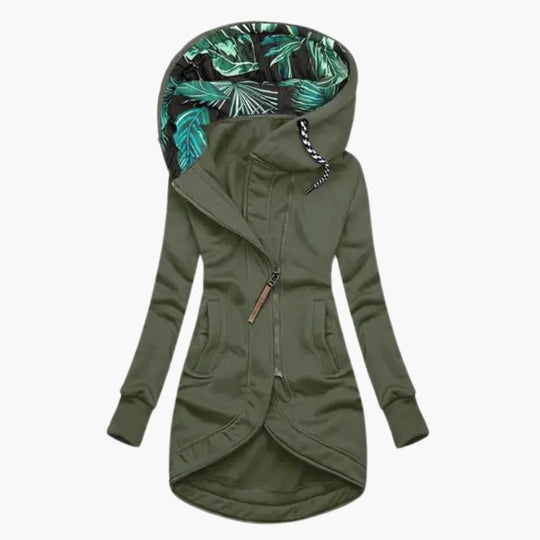 Asymmetrical Zip Hoodie - Women's Longline Fleece Jacket - IsabellaMae