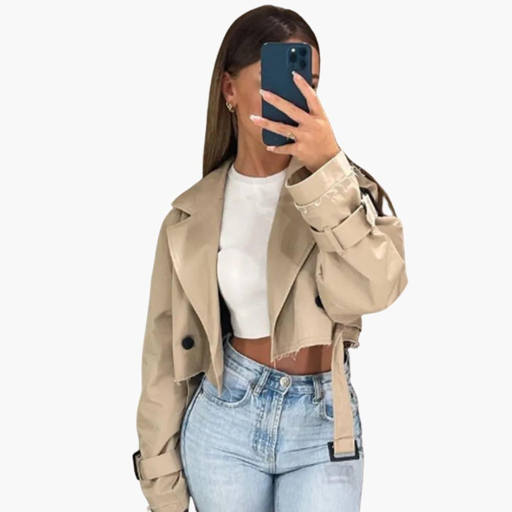 Cropped Belted Jacket – Women's Stylish Short Outerwear