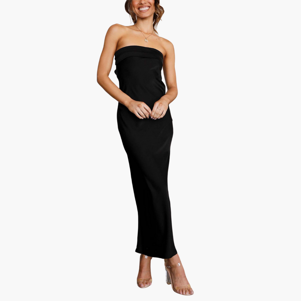 Elegant Strapless Maxi Dress for Women - Wedding Guest Attire